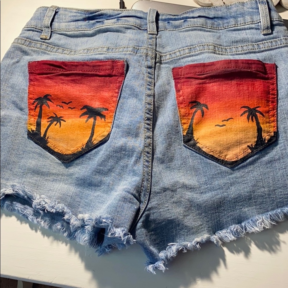 Painted jean shorts by me!